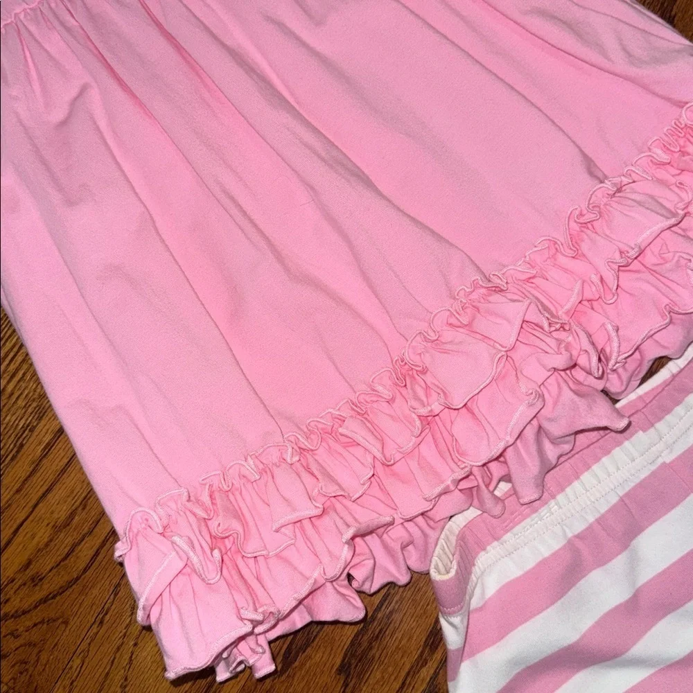 Serendipity girls long striped sleeved set and headband with ruffle details